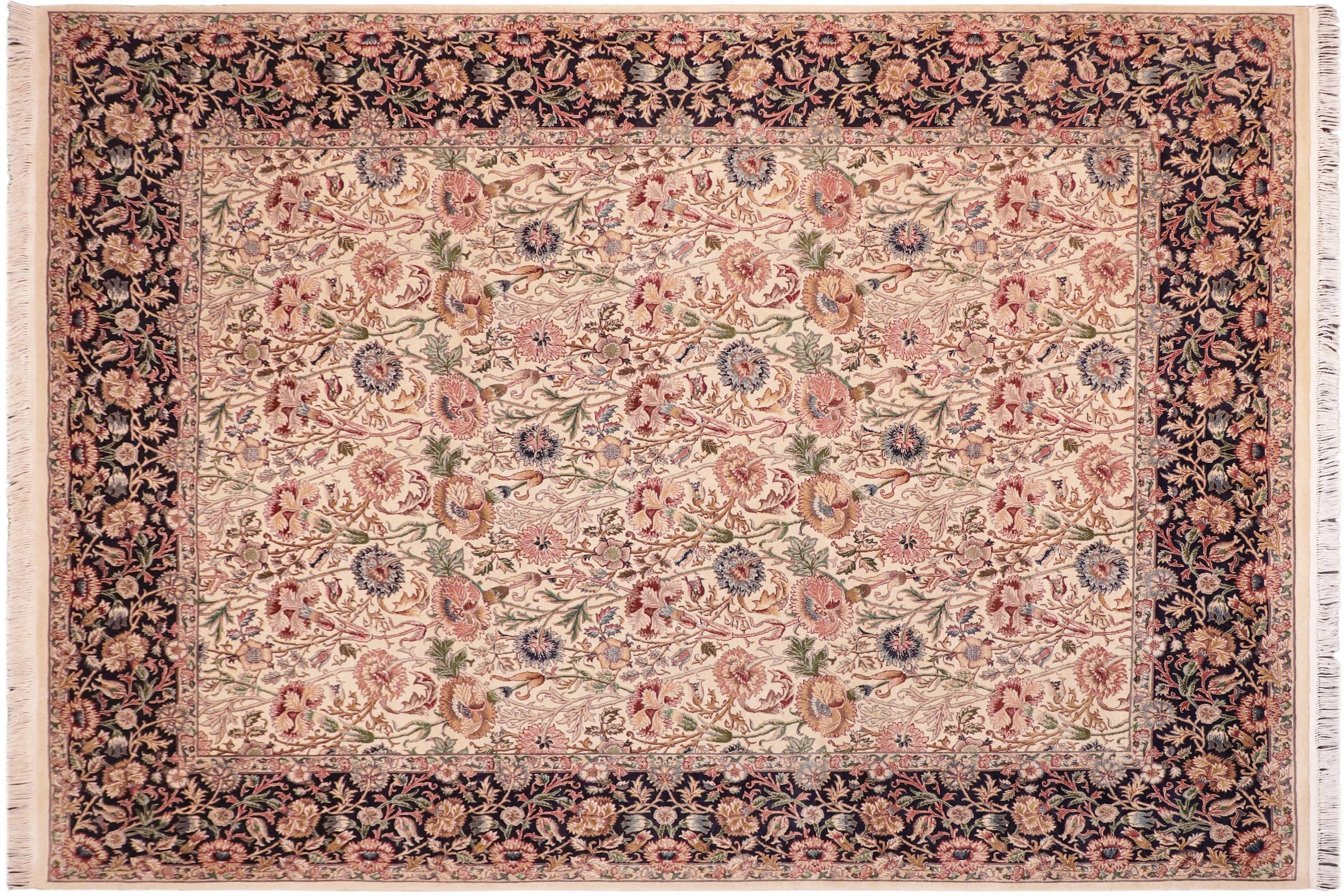 handmade Transitional Irfan Beige Blue Hand Knotted RECTANGLE 100% WOOL area rug 8x10
