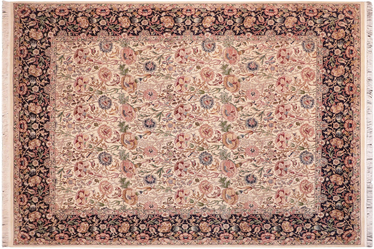 handmade Transitional Irfan Beige Blue Hand Knotted RECTANGLE 100% WOOL area rug 8x10