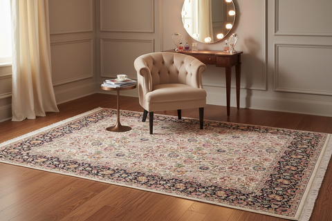 handmade Transitional Irfan Beige Blue Hand Knotted RECTANGLE 100% WOOL area rug 8x10