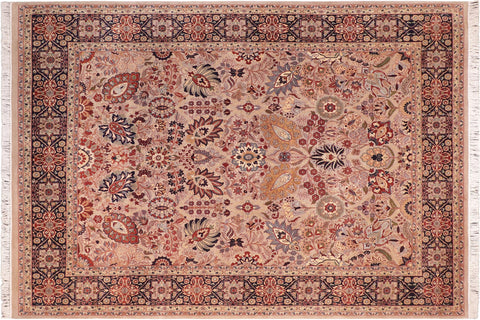 handmade Traditional Tabriz Gray Blue Hand Knotted RECTANGLE 100% WOOL area rug 8x10