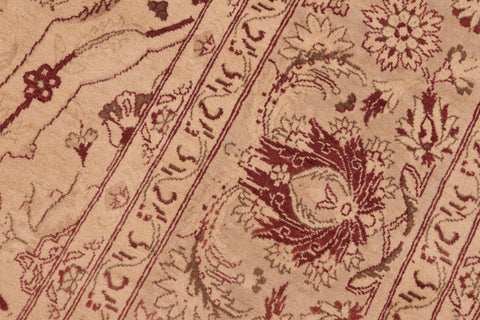 handmade Traditional Agra Tan Red Hand Knotted RECTANGLE 100% WOOL area rug 8x10