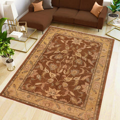 handmade Traditional Kafkaz Brown Gold Hand Knotted RECTANGLE 100% WOOL area rug 8X10