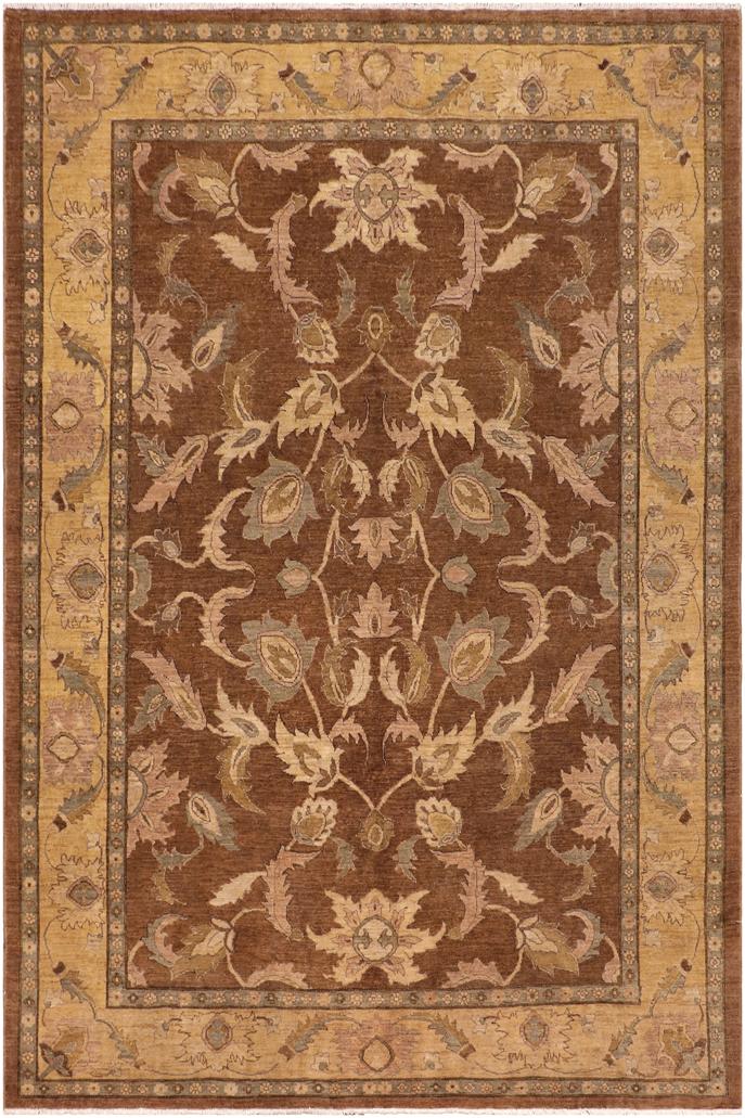handmade Traditional Kafkaz Brown Gold Hand Knotted RECTANGLE 100% WOOL area rug 8X10