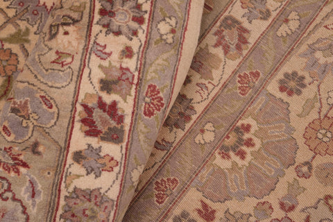handmade Transitional Tabriz Beige Green Hand Knotted RECTANGLE 100% WOOL area rug 8x10