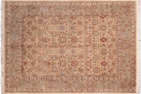handmade Transitional Tabriz Beige Green Hand Knotted RECTANGLE 100% WOOL area rug 8x10