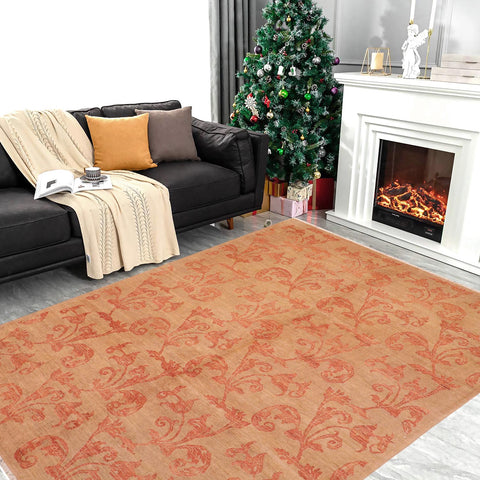 handmade Modern Kafkaz Tan Red Hand Knotted RECTANGLE 100% WOOL area rug 8' x 10'