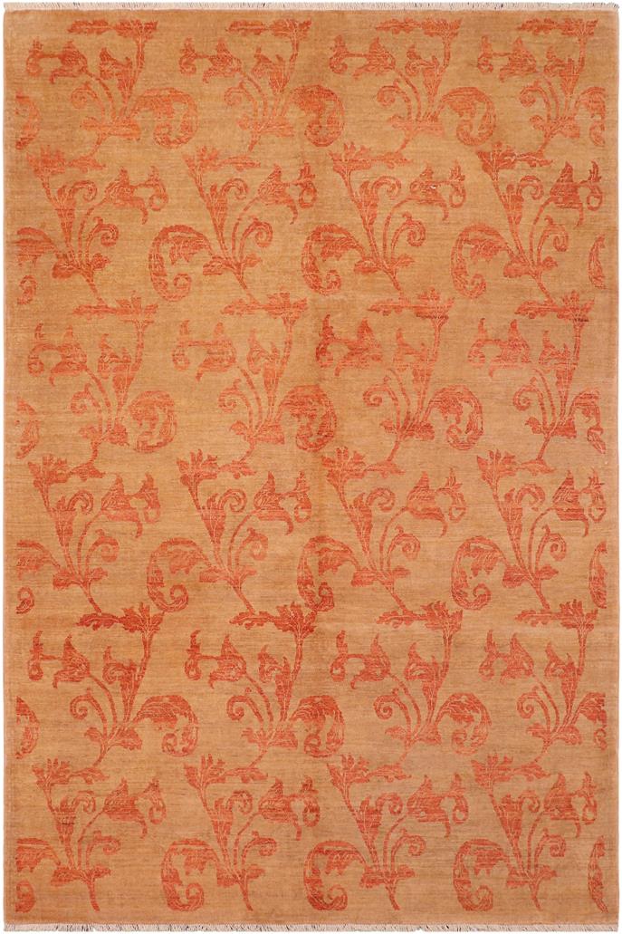 handmade Transitional Kafkaz Tan Red Hand Knotted RECTANGLE 100% WOOL area rug 8 x 10