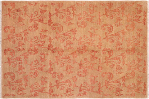 handmade Modern Kafkaz Tan Red Hand Knotted RECTANGLE 100% WOOL area rug 8' x 10'