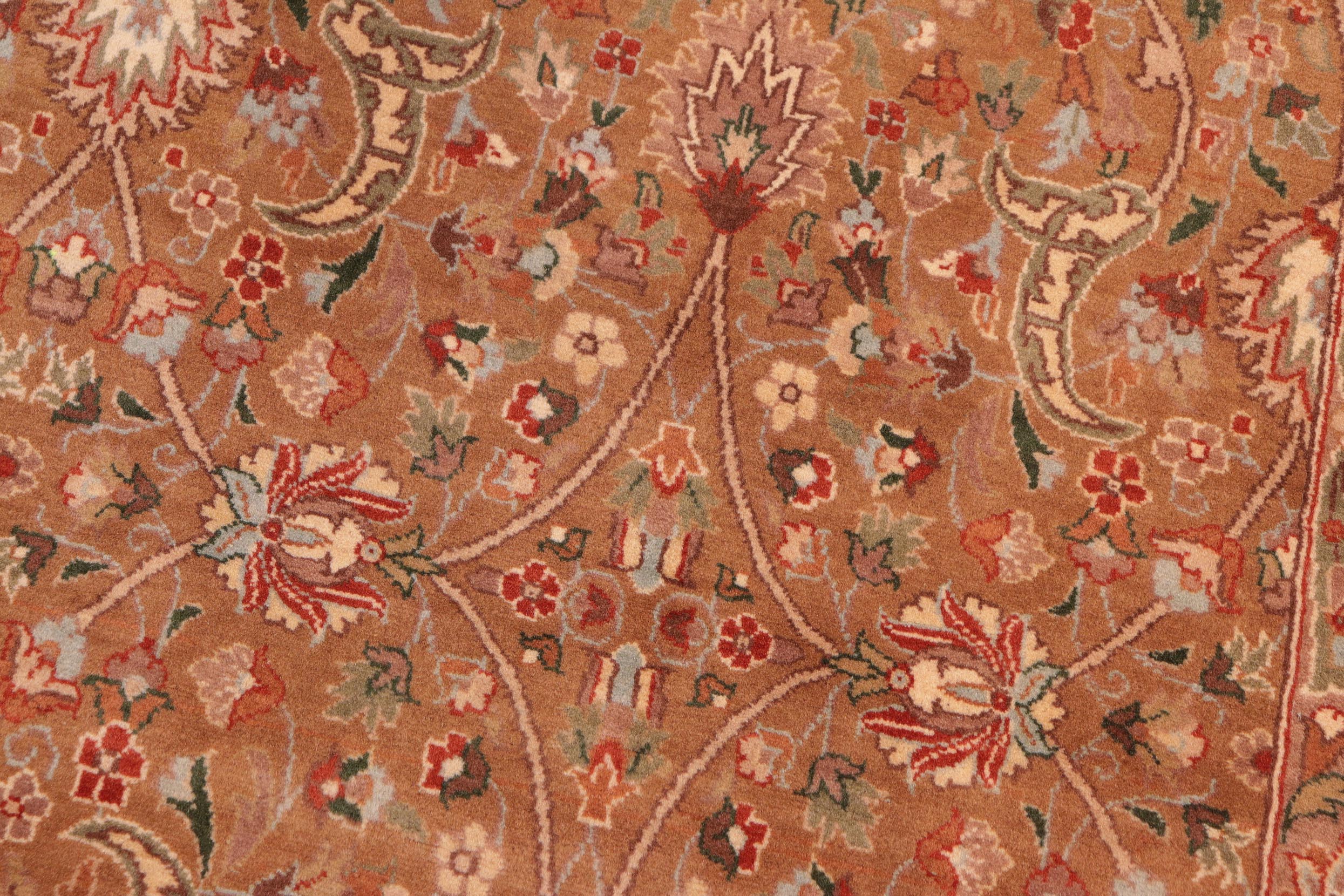 handmade Transitional Lahore Brown Green Hand Knotted RECTANGLE 100% WOOL area rug 8x11
