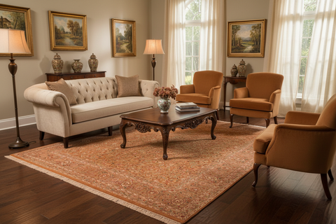 handmade Transitional Lahore Brown Green Hand Knotted RECTANGLE 100% WOOL area rug 8x11