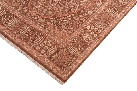 handmade Traditional Tajdar Brown Brown Hand Knotted RECTANGLE 100% WOOL area rug 8 x 10