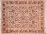 handmade Traditional Lahore Taupe Red Hand Knotted RECTANGLE 100% WOOL area rug 8x11