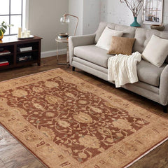 handmade Traditional Kafkaz Brown Tan Hand Knotted RECTANGLE 100% WOOL area rug 8X10