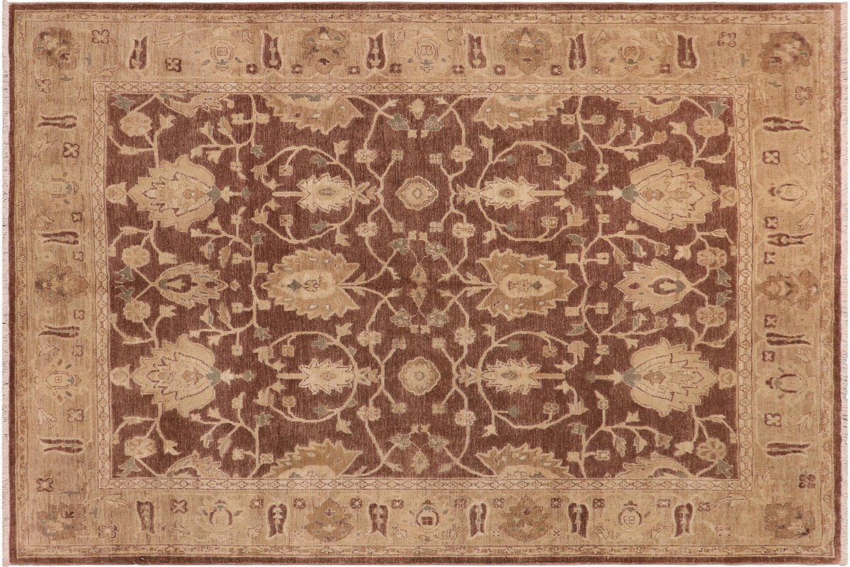handmade Transitional Kafkaz Brown Tan Hand Knotted RECTANGLE 100% WOOL area rug 8' x 10'