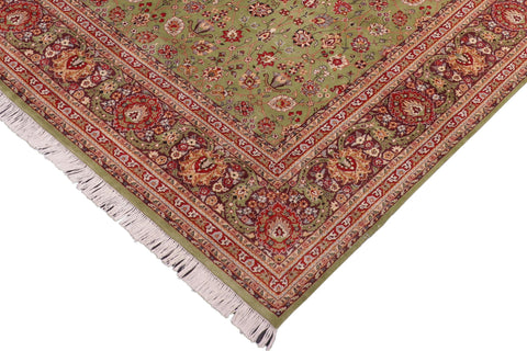 handmade Transitional  Green Aubergine Hand Knotted RECTANGLE 100% WOOL area rug 8x10