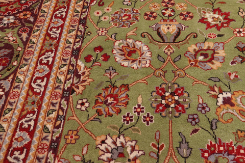 handmade Transitional  Green Aubergine Hand Knotted RECTANGLE 100% WOOL area rug 8x10