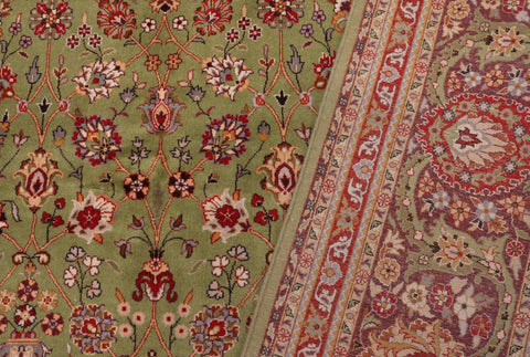 handmade Transitional  Green Aubergine Hand Knotted RECTANGLE 100% WOOL area rug 8x10