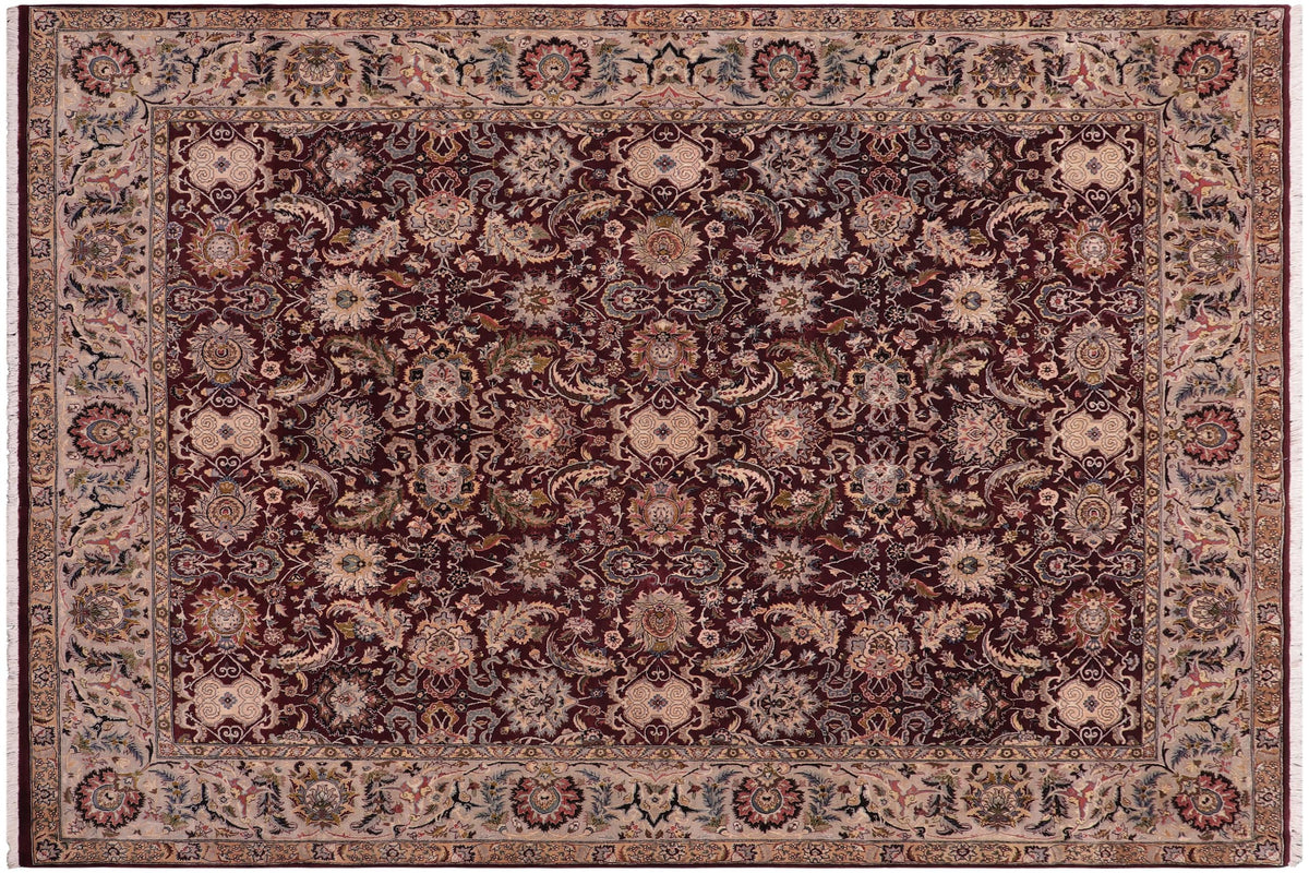 handmade Traditional Agra Red Grey Hand Knotted RECTANGLE 100% WOOL area rug 8x10