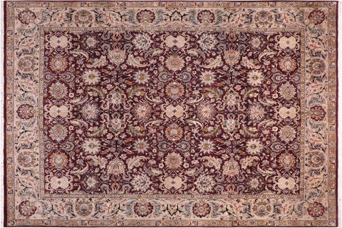 handmade Traditional Agra Red Grey Hand Knotted RECTANGLE 100% WOOL area rug 8x10