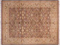 handmade Traditional  Brown Beige Hand Knotted RECTANGLE 100% WOOL area rug 8x10