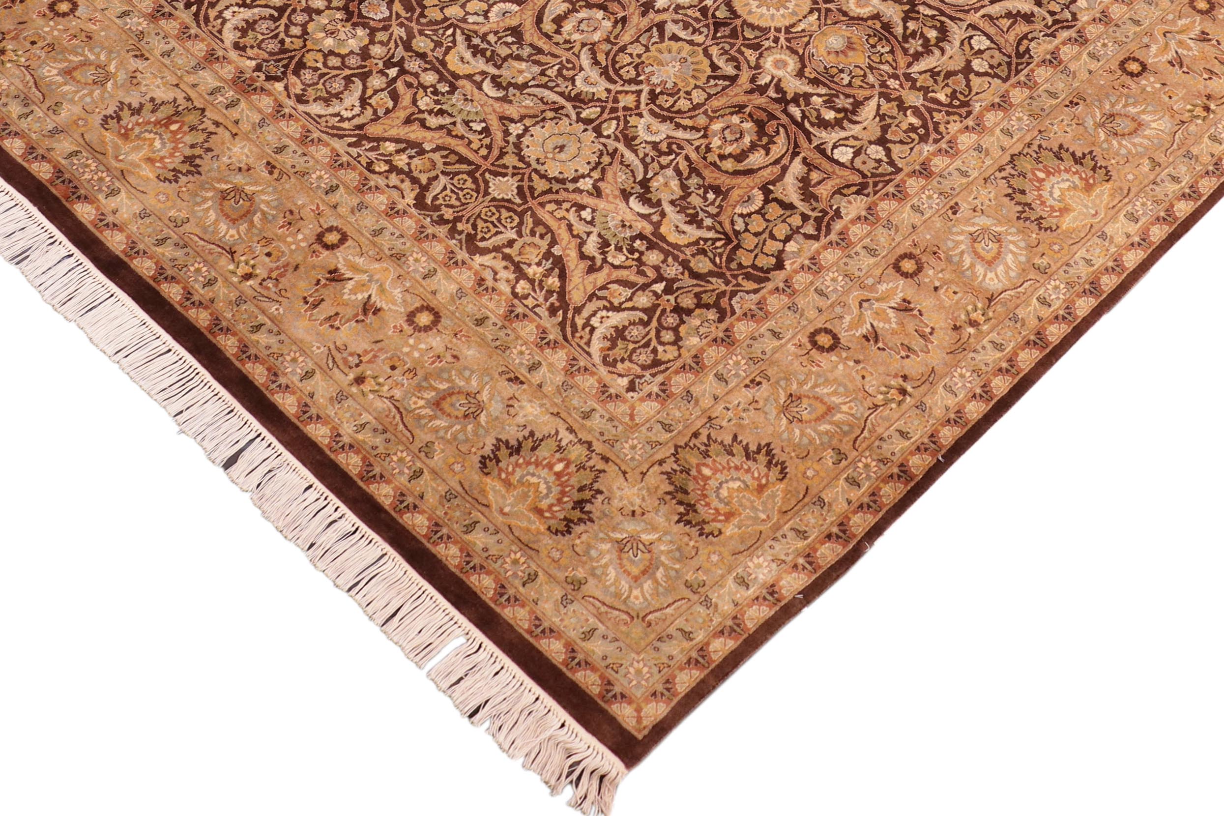 handmade Traditional Regular Brown Tan Hand Knotted RECTANGLE 100% WOOL area rug 8x11
