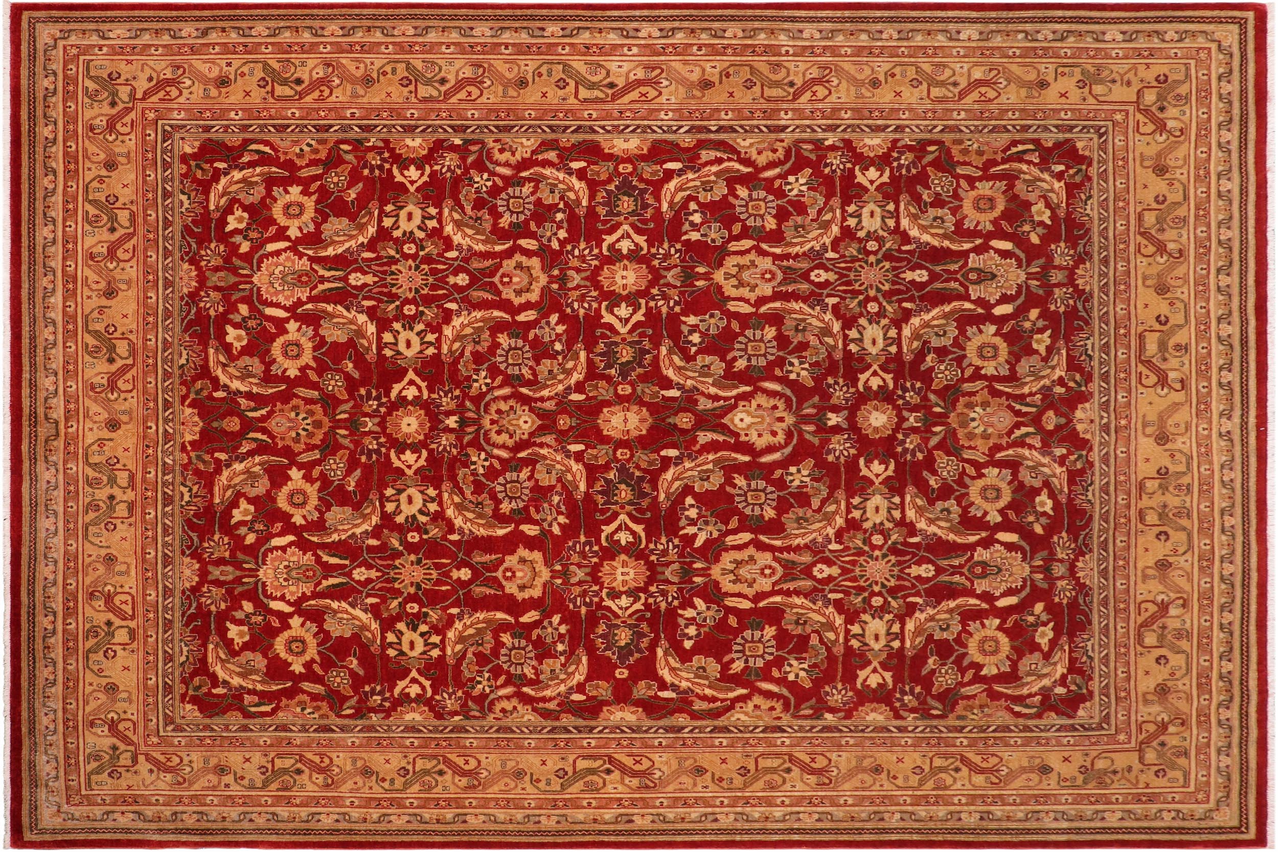 handmade Traditional Lahore Rust Tan Hand Knotted RECTANGLE 100% WOOL area rug 8' x 10'