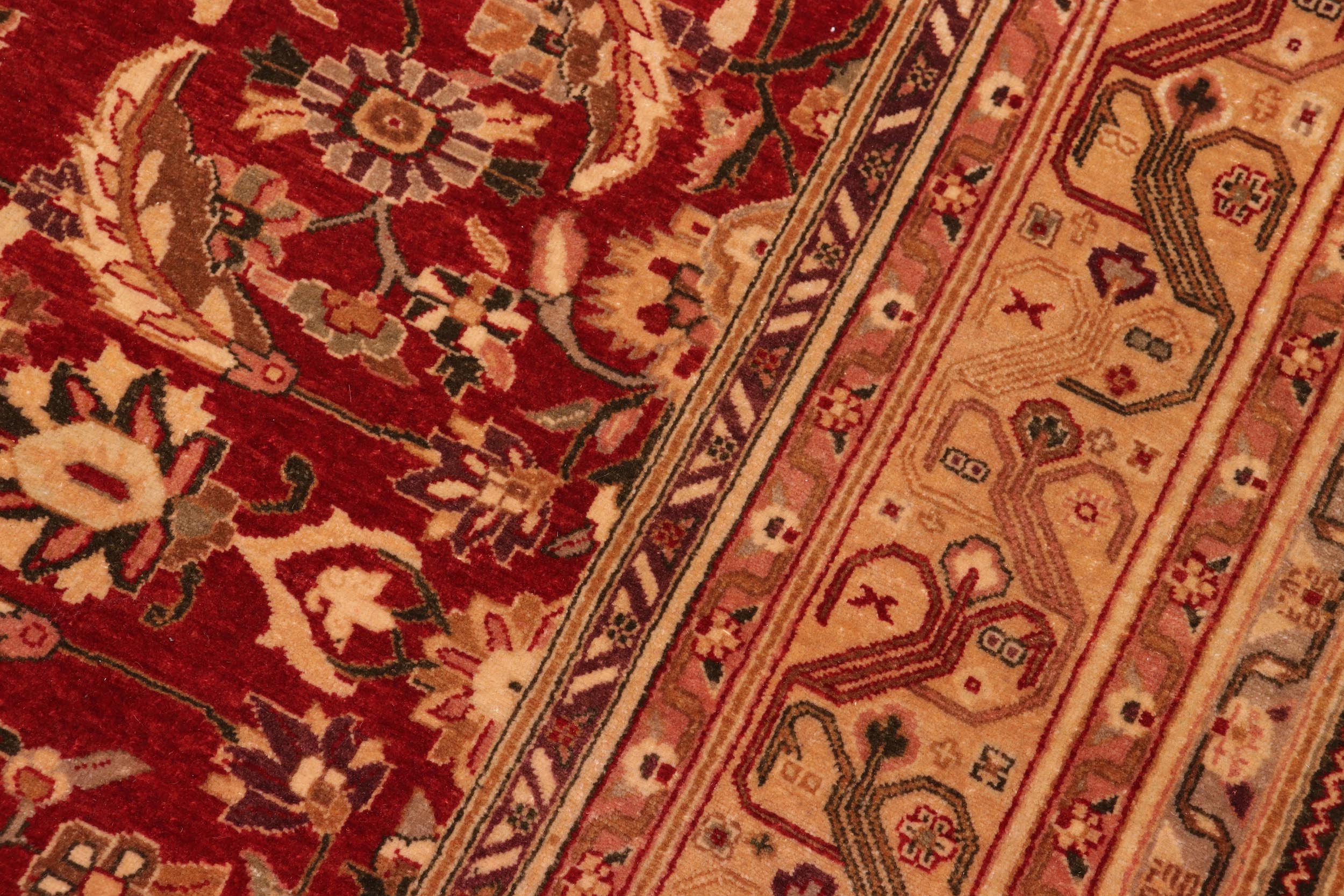 handmade Traditional Lahore Rust Tan Hand Knotted RECTANGLE 100% WOOL area rug 8' x 10'