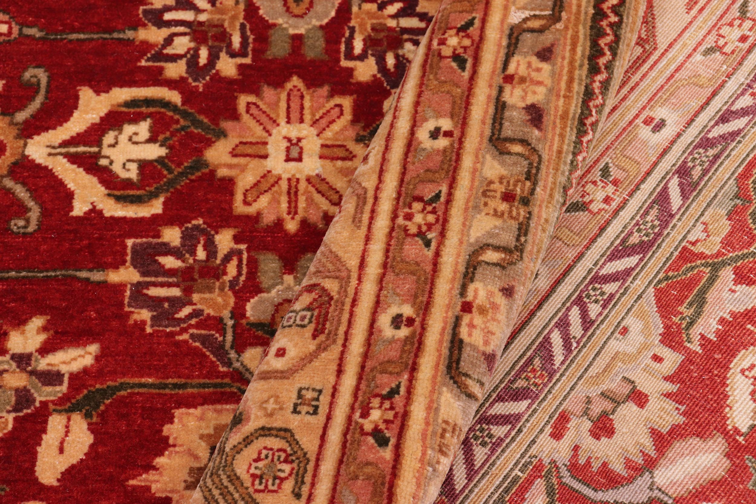 handmade Traditional Lahore Rust Tan Hand Knotted RECTANGLE 100% WOOL area rug 8' x 10'