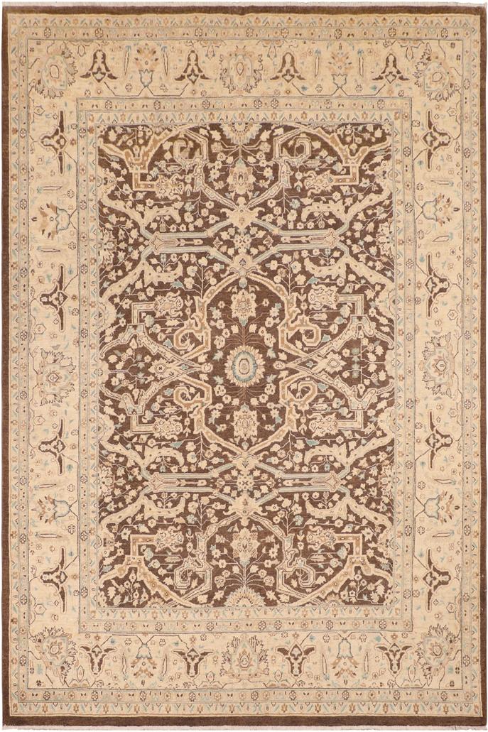 handmade Traditional Kafkaz Brown Beige Hand Knotted RECTANGLE 100% WOOL area rug 8X10