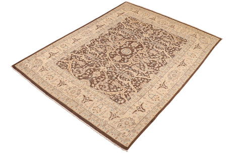 handmade Transitional Kafkaz Brown Beige Hand Knotted RECTANGLE 100% WOOL area rug 8' x 10'