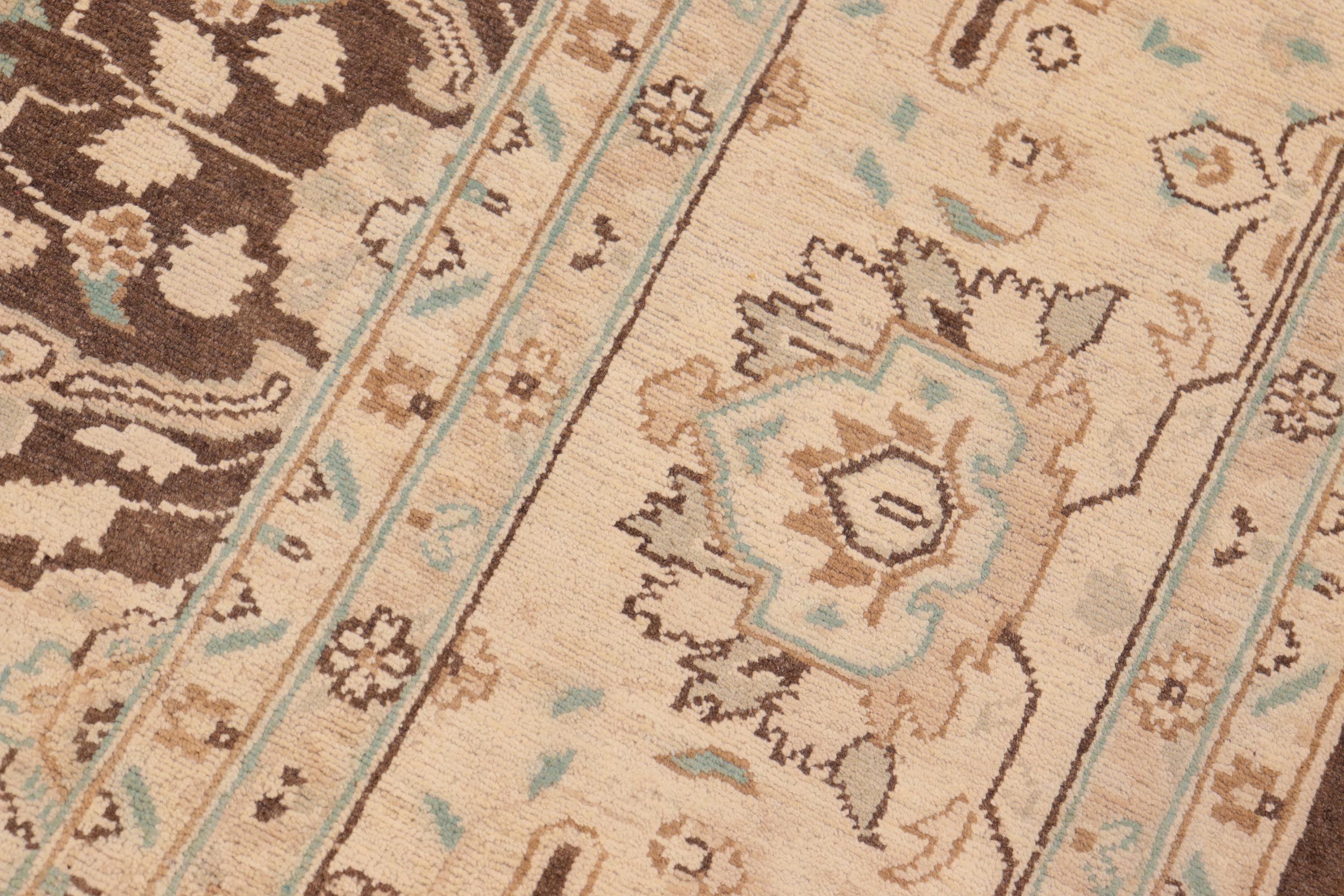 handmade Transitional Kafkaz Brown Beige Hand Knotted RECTANGLE 100% WOOL area rug 8' x 10'