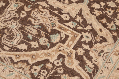 handmade Transitional Kafkaz Brown Beige Hand Knotted RECTANGLE 100% WOOL area rug 8' x 10'