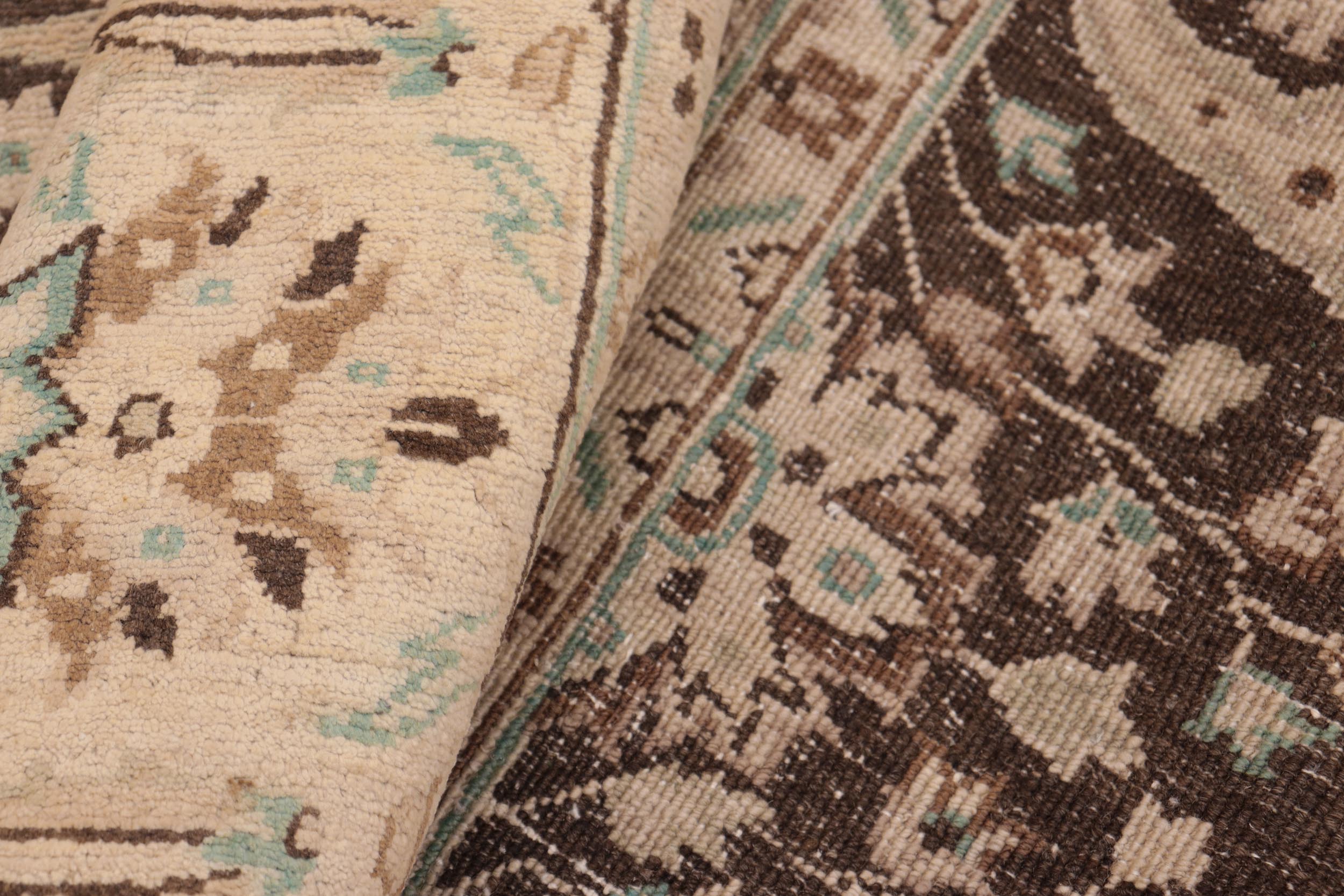 handmade Transitional Kafkaz Brown Beige Hand Knotted RECTANGLE 100% WOOL area rug 8' x 10'