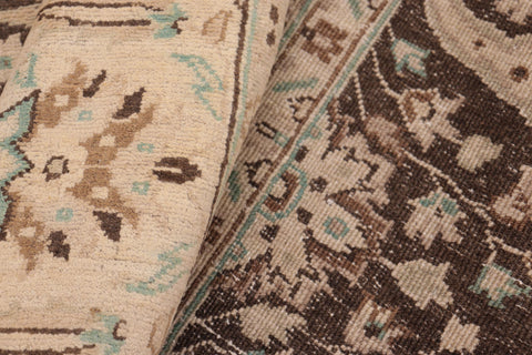 handmade Transitional Kafkaz Brown Beige Hand Knotted RECTANGLE 100% WOOL area rug 8' x 10'