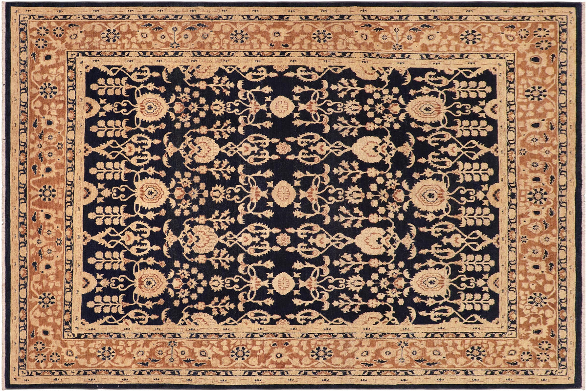 handmade Transitional Kafkaz Blue Brown Hand Knotted RECTANGLE 100% WOOL area rug 8' x 10'
