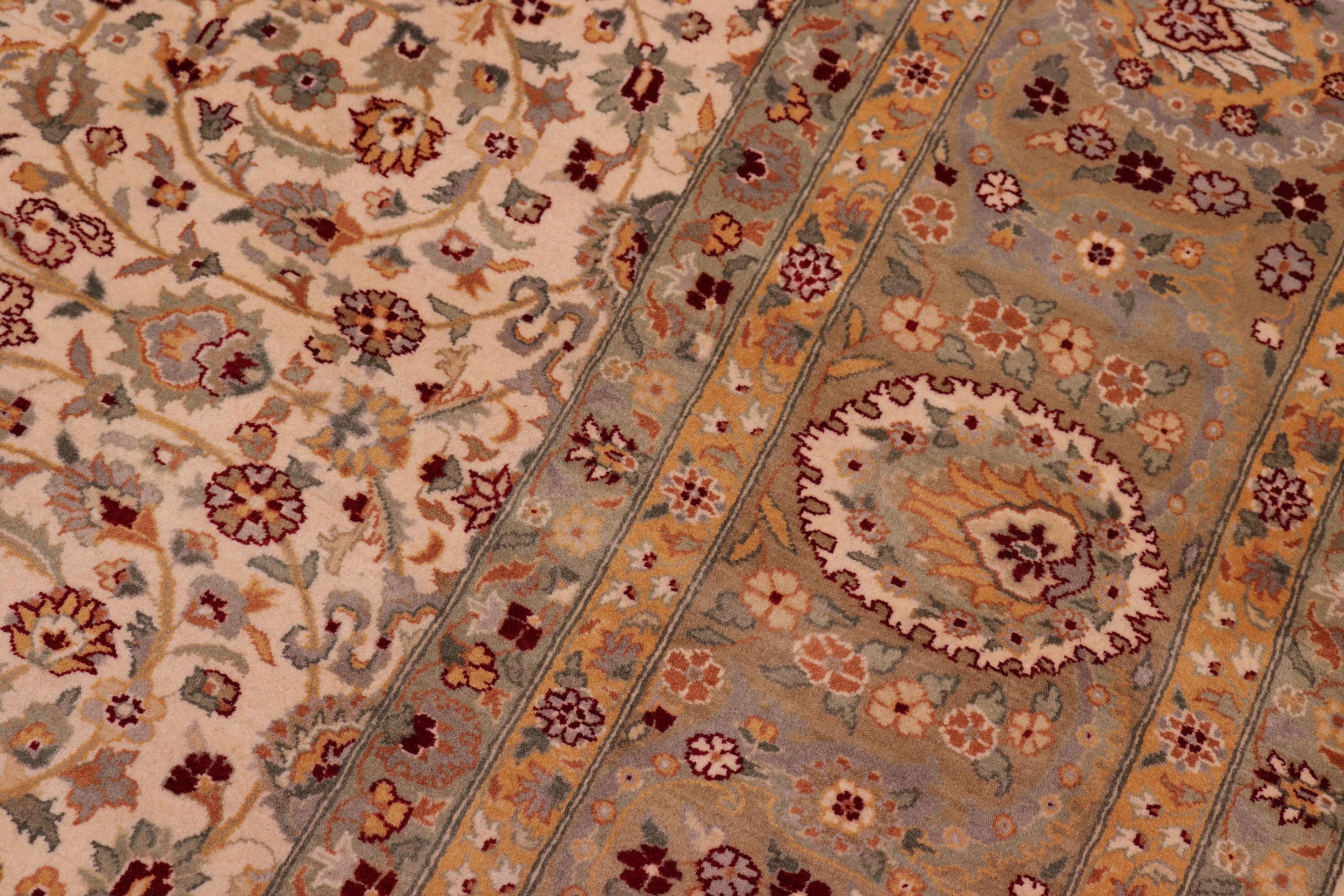 handmade Transitional Regular Ivory Lt. Green Hand Knotted RECTANGLE 100% WOOL area rug 8x10