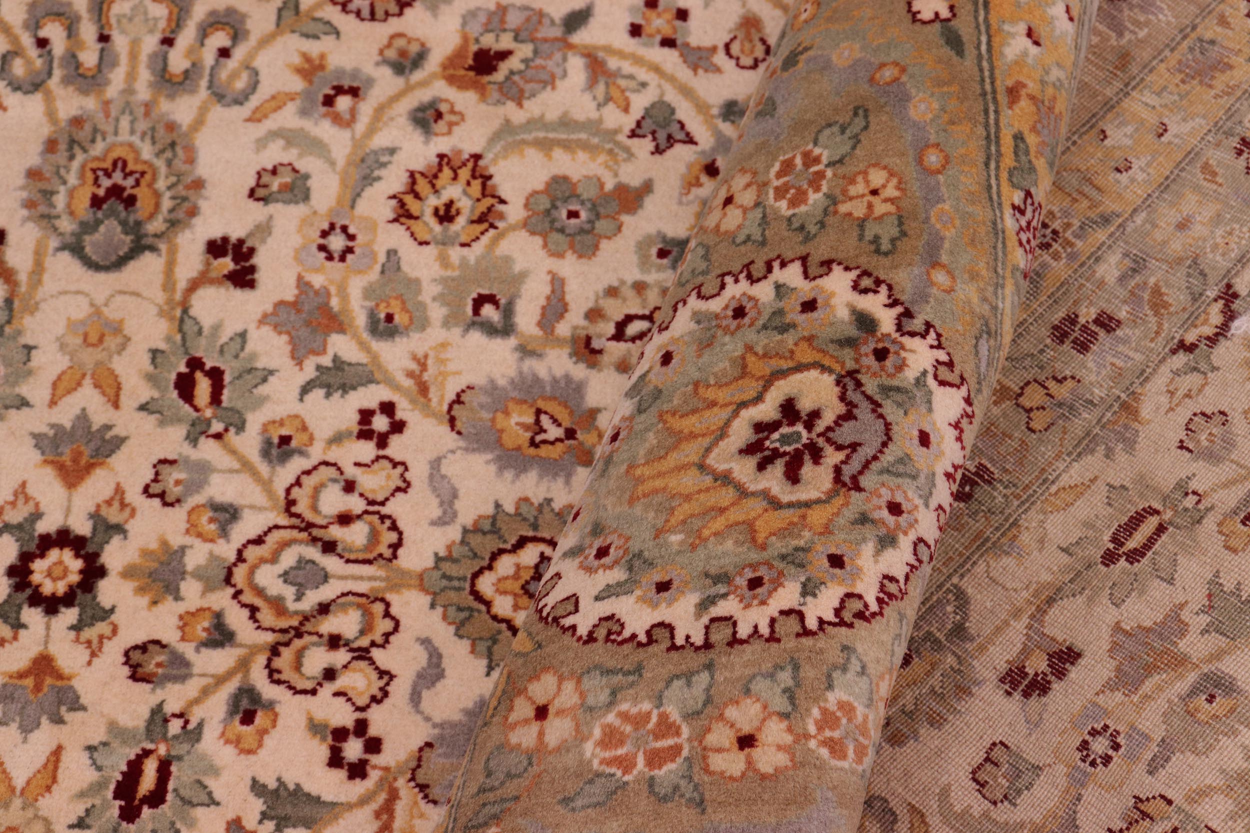 handmade Transitional Regular Ivory Lt. Green Hand Knotted RECTANGLE 100% WOOL area rug 8x10