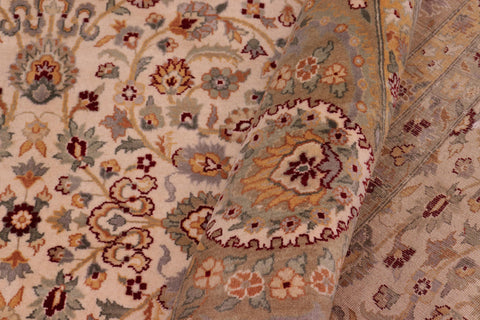 handmade Transitional Regular Ivory Lt. Green Hand Knotted RECTANGLE 100% WOOL area rug 8x10