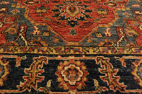 handmade Traditional Kafkaz Rust Blue Hand Knotted RECTANGLE 100% WOOL area rug 4X6