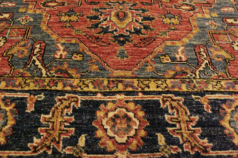 handmade Traditional Kafkaz Rust Blue Hand Knotted RECTANGLE 100% WOOL area rug 4' x 6'
