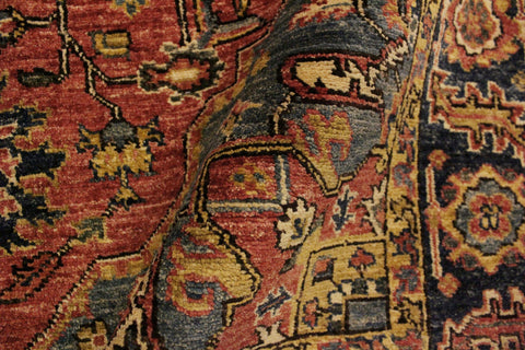 handmade Traditional Kafkaz Rust Blue Hand Knotted RECTANGLE 100% WOOL area rug 4' x 6'