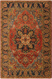 handmade Traditional Kafkaz Rust Blue Hand Knotted RECTANGLE 100% WOOL area rug 4 x 6