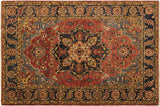 Classic Ziegler Catherin Rust/Blue Hand-Knotted Wool Rug - 4'2'' x 5'9''