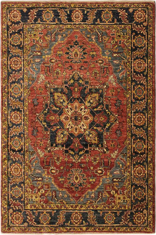 handmade Traditional Kafkaz Rust Blue Hand Knotted RECTANGLE 100% WOOL area rug 4X6