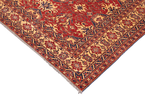 handmade Geometric Super Kazak Red Gold Hand Knotted RECTANGLE 100% WOOL area rug 10' x 13'