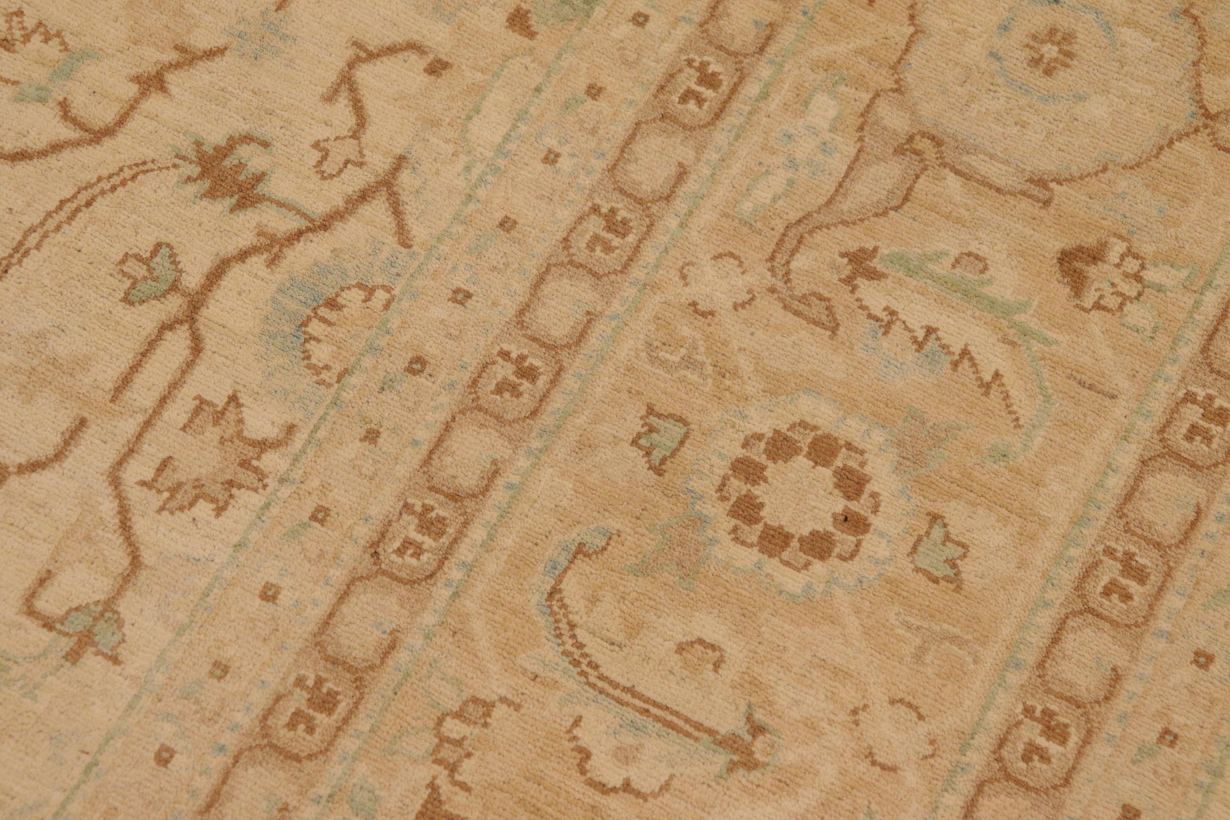 handmade Transitional Kafkaz Beige Tan Hand Knotted RECTANGLE 100% WOOL area rug 9x12