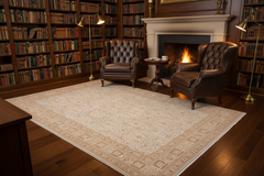 Turkish Knotted Istanbul Candra Blue/Ivory Wool Rug - 9'1''X11'10''