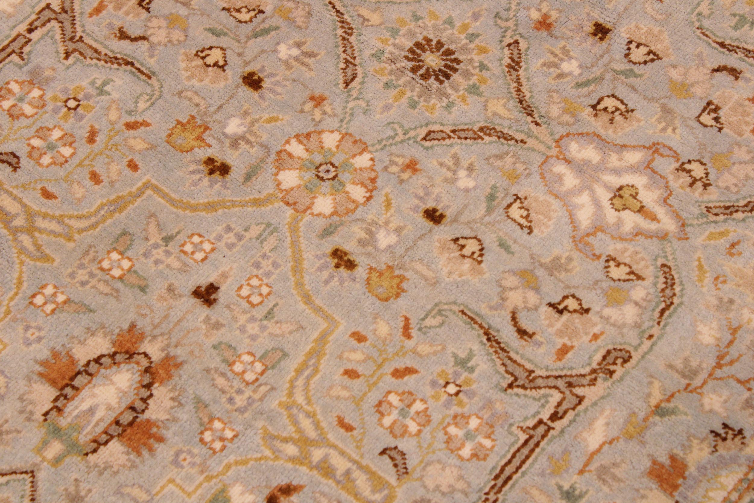 handmade Traditional Design Lt. Blue Ivory Hand Knotted RECTANGLE 100% WOOL area rug 9' x 12'