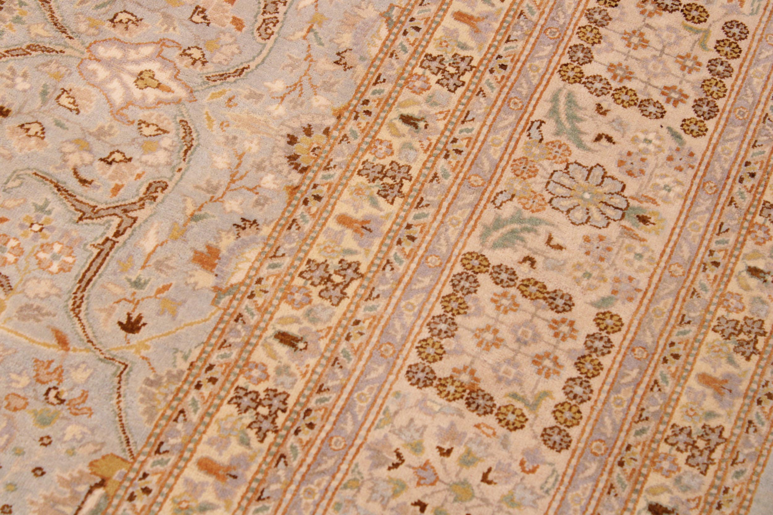 handmade Traditional Design Lt. Blue Ivory Hand Knotted RECTANGLE 100% WOOL area rug 9' x 12'