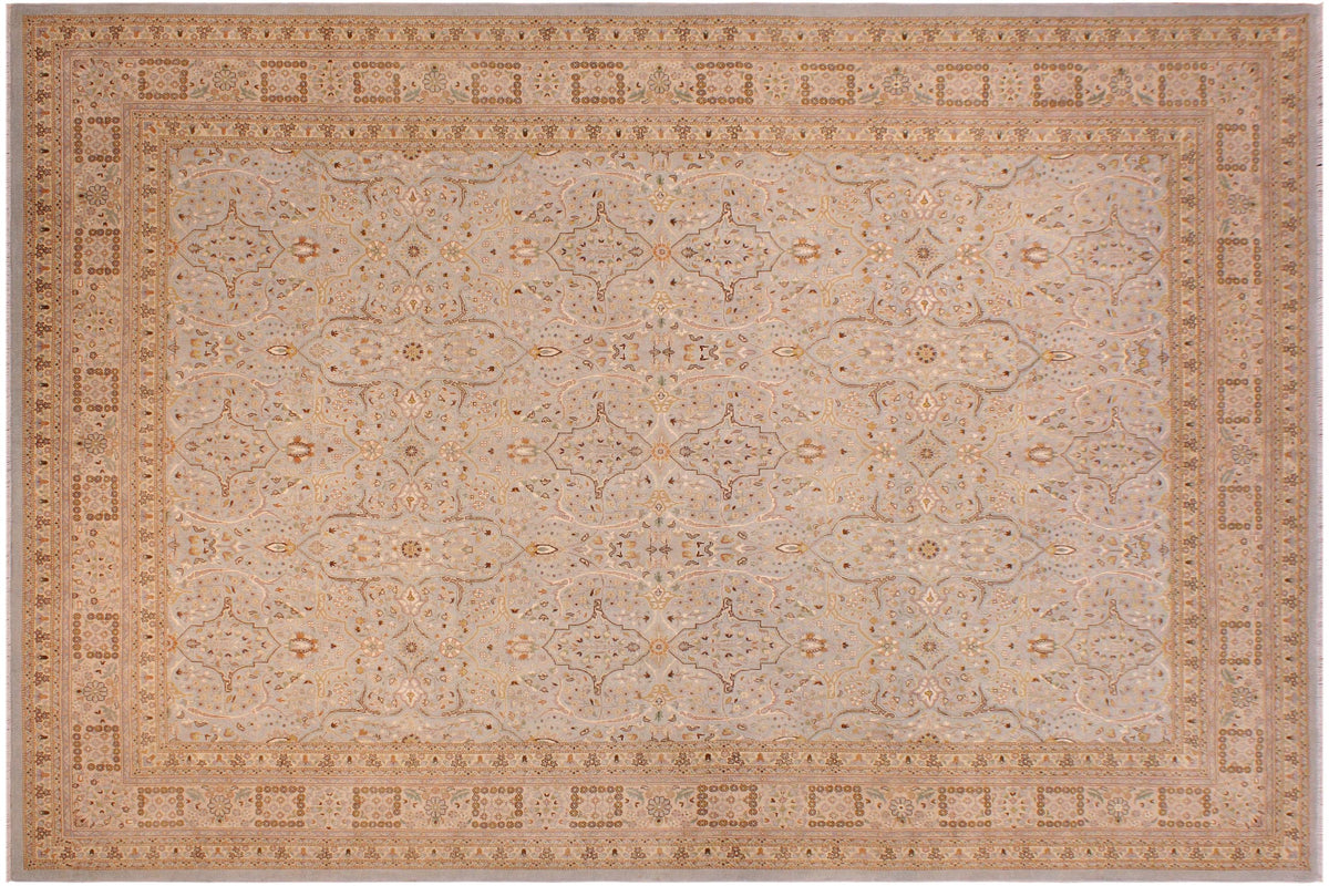 handmade Traditional Design Lt. Blue Ivory Hand Knotted RECTANGLE 100% WOOL area rug 9' x 12'